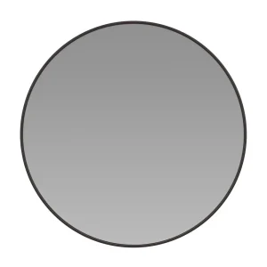 36" Round Black Metal Framed Wall Mirror